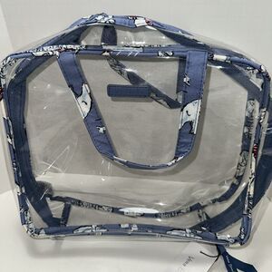Vera Bradley Clear Cosmetic Travel Bag Featuring Beary Merry Cool Blue